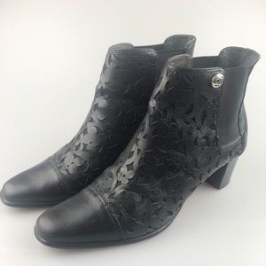 Brighton Laser Cut Leather Black Boots